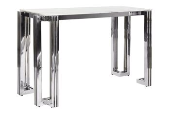 CONSOLE ACIER VERRE 120X45X78 SIMIL MARBRE MB199646 1