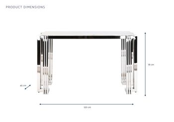 CONSOLE ACIER VERRE 120X45X78 SIMIL MARBRE MB199646 4