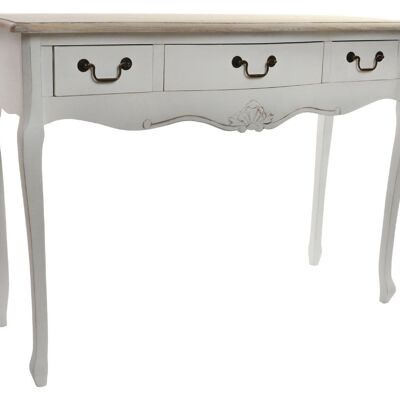 CONSOLE EN BOIS 110X40X79 3 TIROIRS BLANC NATUREL MB146706