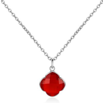 CAPUCINE - Necklace - silver - onyx (red)