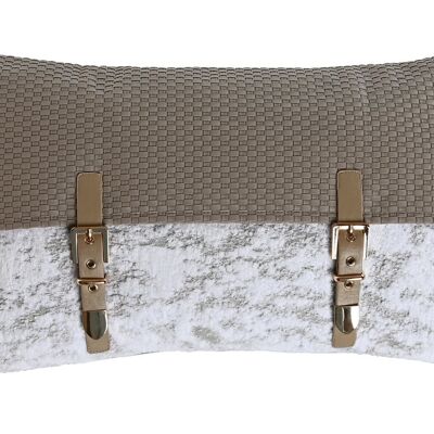 JACQUARD PU CUSHION 50X10X30 BEIGE BUCKLE TX210655