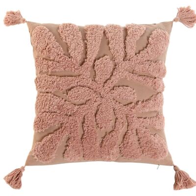 COTTON CUSHION 45X5X45 420 GR, CORAL WITH TASSELS TX210146