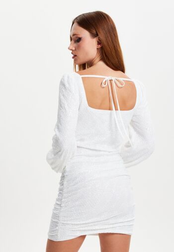 Liquorish - Mini-robe blanche découpée à manches longues et sequins 5