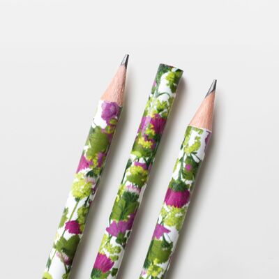 Pencil floral pattern summer flowers purple pink light green, climate neutral