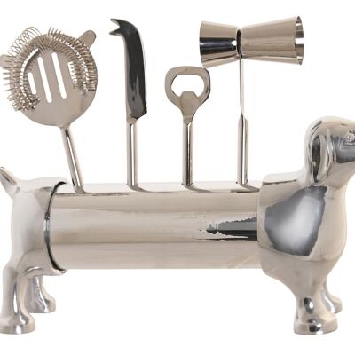 COCKTAIL SET 4 STAINLESS STEEL 37X9X18 DOG CHROME SILVER PC201822