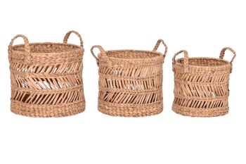 PANIER SET 3 FIBRE MÉTALLIQUE 36X36X37 NATUREL DC211860 1