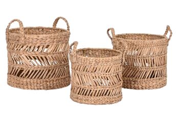 PANIER SET 3 FIBRE MÉTALLIQUE 36X36X37 NATUREL DC211860 4