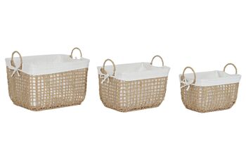 Lot de 3 paniers en métal tressé fibre 45x34x36 naturel DC213789 1