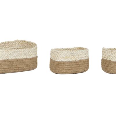 KORBSET 3 GEFLOCHTENE MAISJUTE 33X23X13 NATURAL DC213787