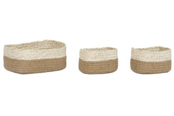 PANIER SET 3 MAÏS TRESSÉ JUTE 33X23X13 NATUREL DC213787 1