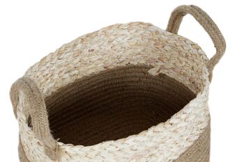 PANIER SET 3 JUTE TRESSÉ MAÏS 36X30X24 AVEC POIGNÉES DC213786 3