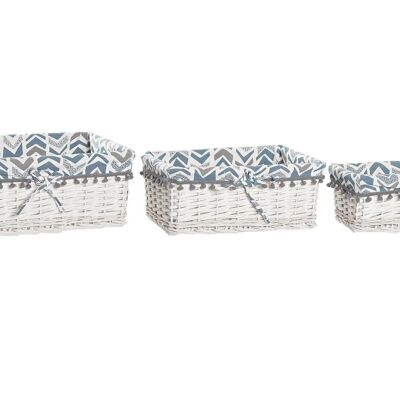 BASKET SET 3 POLYESTER WICKER 39X29X15 WHITE DC194306