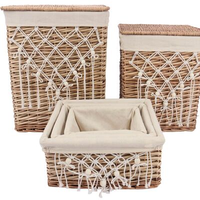 SET CESTINO ABBIGLIAMENTO 5 VIMINI IN COTONE 47X35X55 NATURALE DC213776