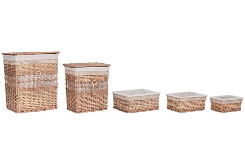 Cesta Ropa Set 5 Mimbre Tela 47X35X55 Natural DC213772