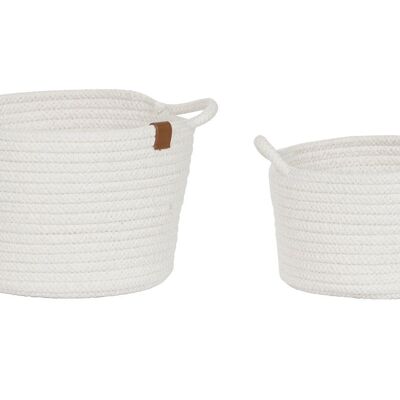 BASKET SET 2 COTTON 22X22X16 WITH HANDLES WHITE DC213782