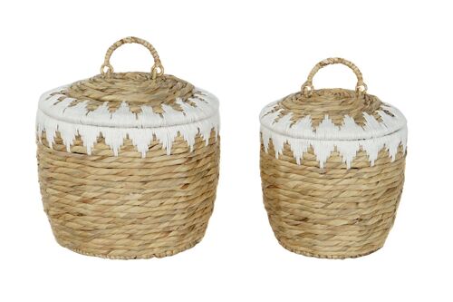 CESTA SET 2 FIBRA ALGODON 35X35X37 TAPA NATURAL DC209689