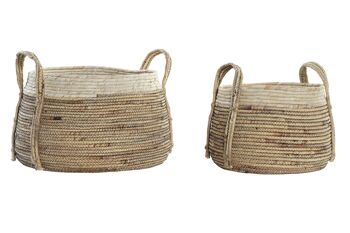 PANIER SET 2 ANCHES EN FIBRE DE MAÏS 40X40X29 MANCHE NATUREL DC186779 1