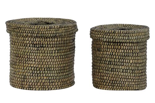 Cesta Set 2 Seagrass 58X46X50 Con Tapa Natural DC202122