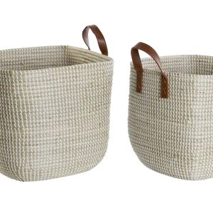 PANIER SET 2 HERBE MER PU 38X38X35 NATUREL DC207562