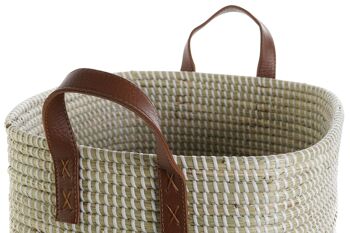 PANIER SET 2 HERBE MER PU 38X38X35 NATUREL DC207562 2