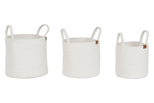 Cesta Set 3 Algodon 30X30X28 Con Asas Blanco DC213779