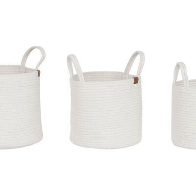 Cesta Set 3 Algodon 30X30X28 Con Asas Blanco DC213779