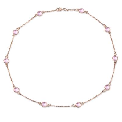 LAVANDE - collier quartz rose - or