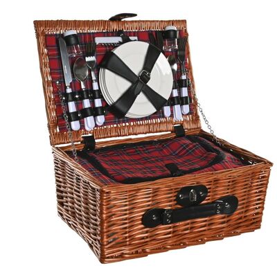 PICNIC BASKET SET 16 WICKER 48X28X18 4 SERVIC PC200713