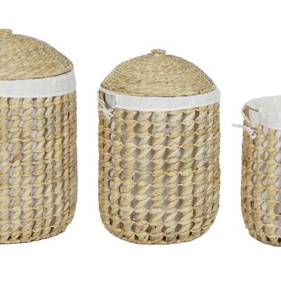 KLEIDUNGSKORB-SET 3 LEINENFASER 46X46X69 NATURAL DC209064