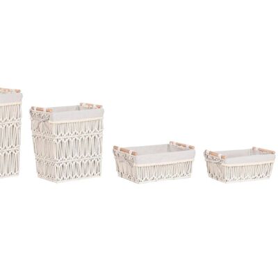 Clothes Basket Set 5 Macrame Metal 42X32X51 White DC213770