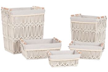 Panier à linge Set 5 Macramé Métal 42x32x51 Blanc DC213770 4