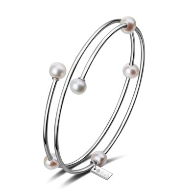 MIDORI - bracciale rigido argento / bianco perla - bianco