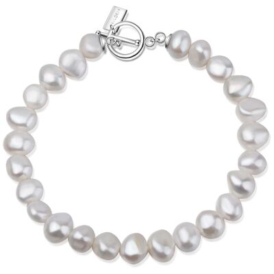 MENOA - pulsera plata / perla blanca - blanco