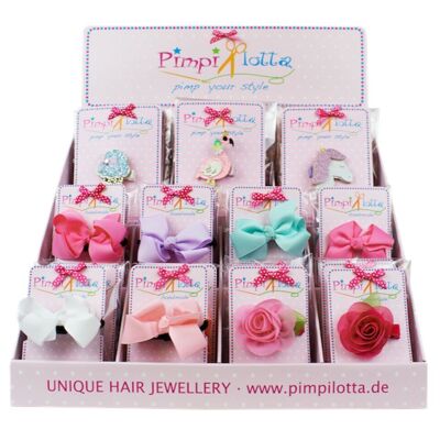 Starter set presentation display with 50 hair clips