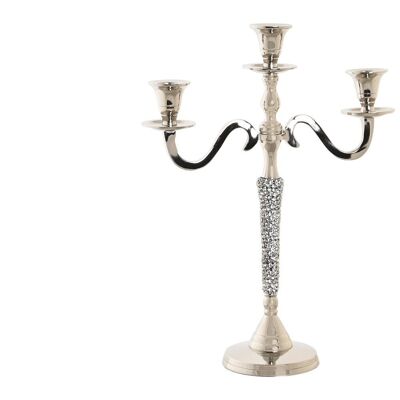 ALUMINUM CANDELABRA 26X10X35 3 SILVER CANDLES PV205283