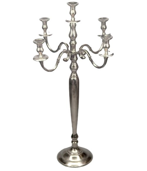 CANDELABRO ALUMINIO 56X56X100 5 VELAS PLATEADO PV205526