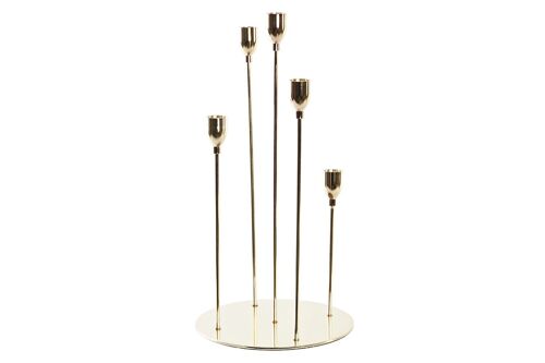 CANDELABRO METAL 20X20X38 5 VELAS DORADO PV198890