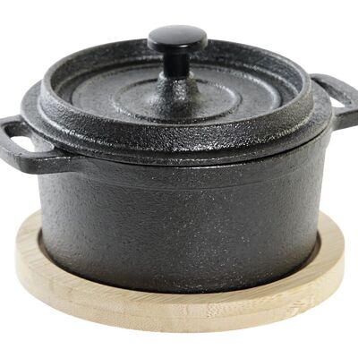 BAMBOO IRON CASSEROLE 13X13X8 BLACK PC200217