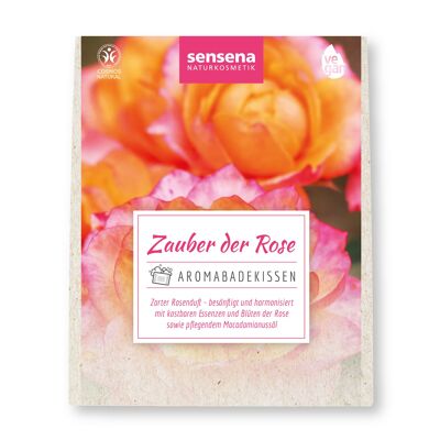 sensena natural cosmetics aroma bath pillow - magic of the rose - aditivo de baño nutritivo con esencias preciosas