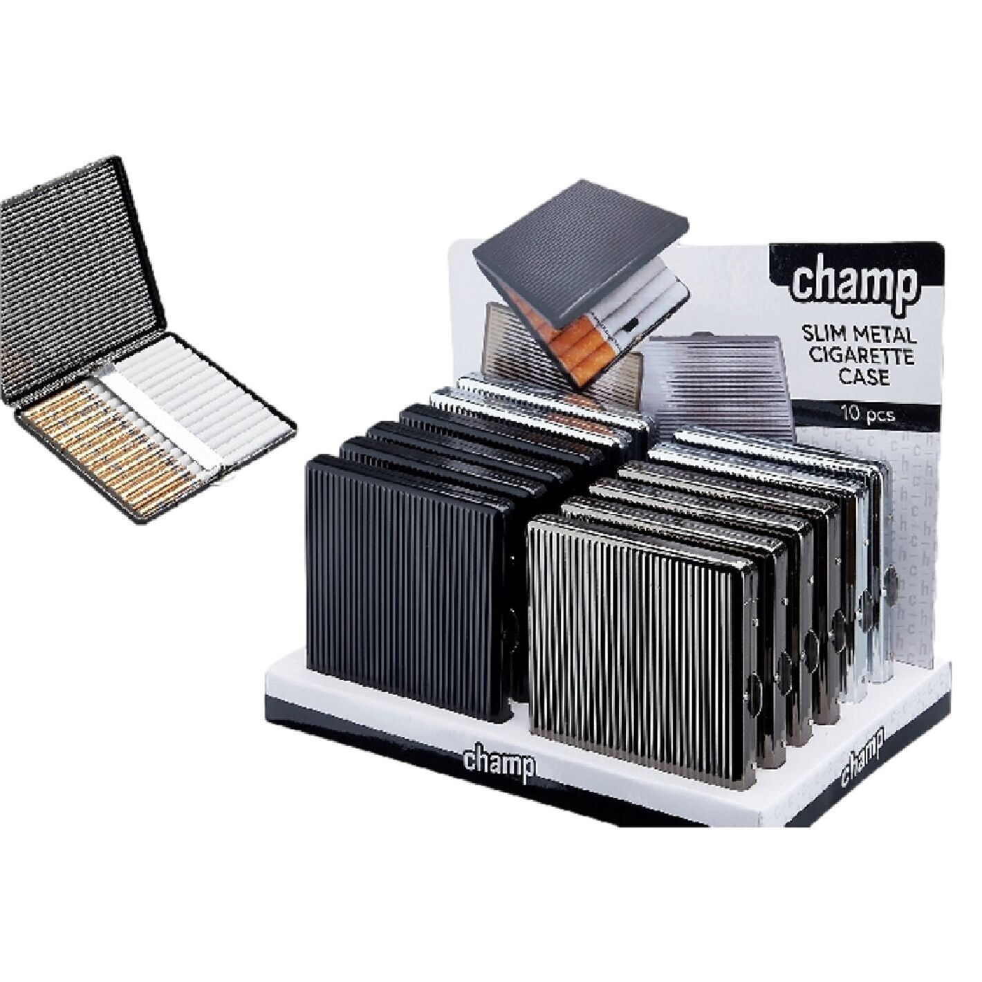 Portasigarette sottile in metallo da 10