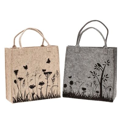 Bolso de fieltro gris y beige