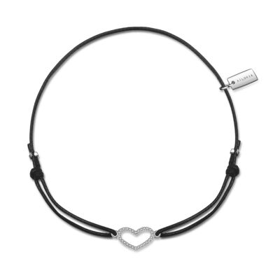 LÉA - bracelet noir / argent - argent - zircone (transparent)