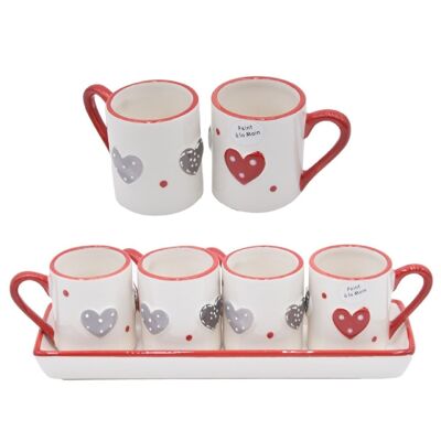 Set mit 4 Espressotassen + Tablett