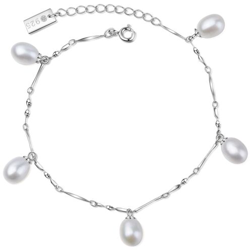 MAIKO - Armband Silber/weiße Perle - white