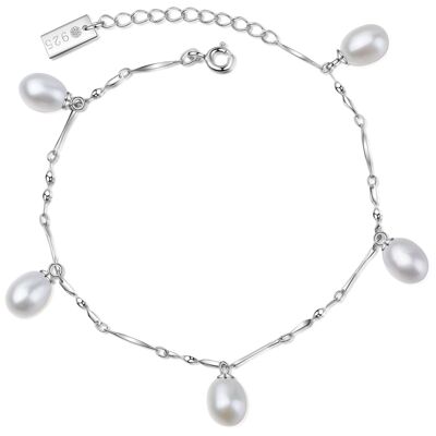 MAIKO - pulsera plata / perla blanca - blanco