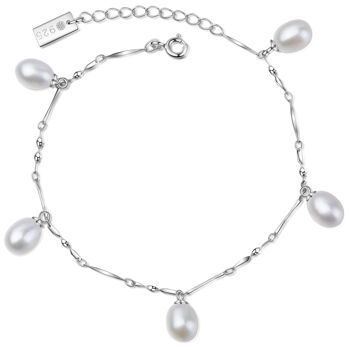 MAIKO - bracelet argent / perle blanche - blanc