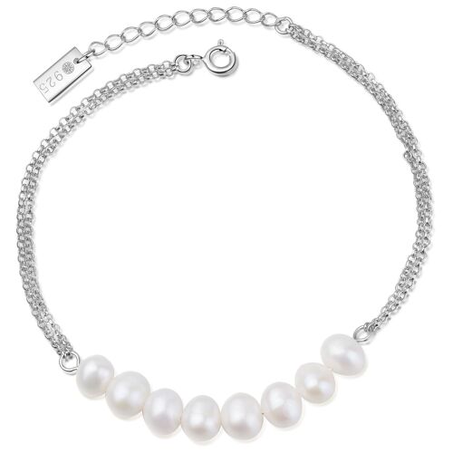 MAKANI - Armband Silber/weiße Perle - white