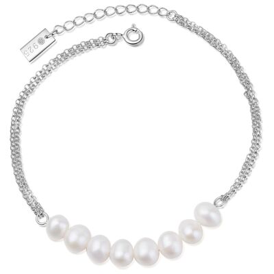 MAKANI - pulsera de plata / perla blanca - blanco