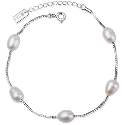 MATSU - bracciale argento / perla bianca - bianco