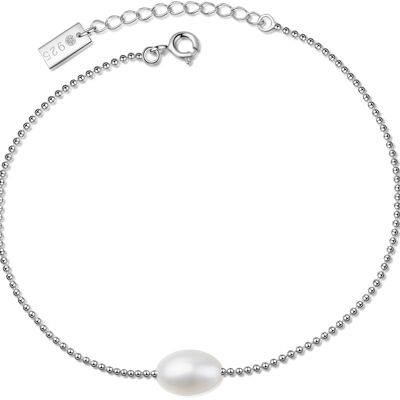 MISAKI - bracelet argent / perle blanche - blanc